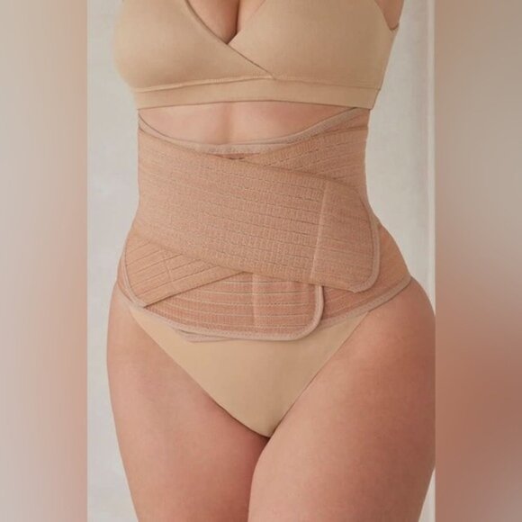 Bumpsuit Velcro Waist Trainer Beige Belly Band Postpartum Supportwear Maternity - Picture 4 of 11